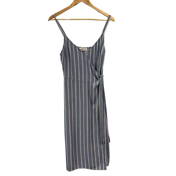 HOLLISTER Blue and White Striped Wrap-Dress/Summer Dress, Size Medium - Picture 1 of 12